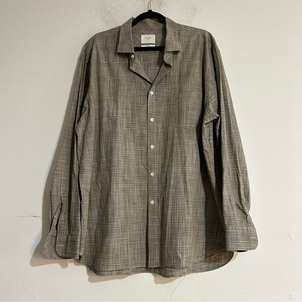 Billy Reid Standard Fit Tan Plaid Button Up Cotton Shirt Size XXL Office Work